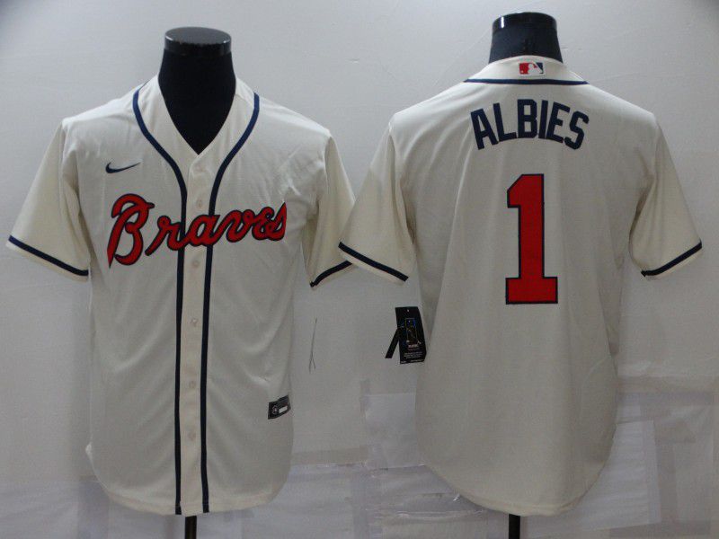 Men Atlanta Braves #1 Albies Cream Game Nike 2022 MLB Jersey